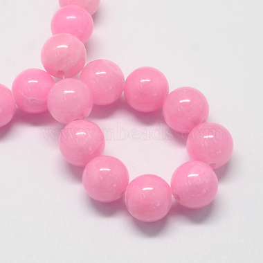 Hot Pink Round Yellow Jade Beads