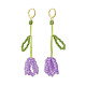 4 paire 4 boucles d'oreilles pendantes en forme de fleur de tulipe tressée en graines de couleurs(EJEW-TA00199)-4