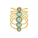 Synthetic Turquoise Beaded Open Cuff Ring(RJEW-G293-01A)-2