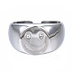 304 Stainless Steel Smiling Face Open Cuff Ring(RJEW-T023-90P)-1