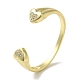 Rack Plating Brass Micro Pave Clear Cubic Zirconia Heart Open Cuff Bangles for Women(BJEW-P323-04G)-1