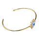Shell Evil Eye Open Cuff Bangle with Synthetic Turquoise(BJEW-N012-041)-3