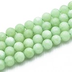 Natural Quartz Beads Strands, Dyed, Round, Imitation Myanmar Jade/Burmese Jade, Honeydew, 8~8.5mm, Hole: 0.9~1mm, about 45~47pcs/strand, 14.96~15.35 inch(38~39cm)(G-N355-8mm-49)