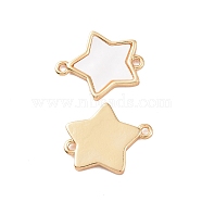 Brass Shell Connector Charms, Star, Real 18K Gold Plated, 18x14.5x1.8mm, Hole: 1.2mm(KK-E068-VC145)