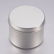 Round Aluminium Tin Cans, Aluminium Jar, Storage Containers for Cosmetic, Candles, Candies, with Slip-on Lid, Platinum, 6x4.75cm, Capacity: 60ml(2.02 fl. oz)(X-CON-L007-03-60ml)