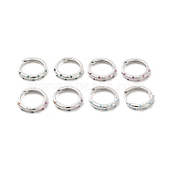 Cubic Zirconia Hoop Earrings, Platinum Brass Jewelry for Women, Cadmium Free & Lead Free, Mixed Color, 13.5x2mm, Pin: 0.7~0.8x0.9~1mm(EJEW-P213-20P)