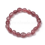 Natural Strawberry Quartz Stretch Beaded Bracelets, Tumbled Stone, Nuggets, 1-7/8 inch~2-1/8 inch(4.8~5.5cm), Beads: 6~15x6~11x3~11mm(BJEW-K213-C12)