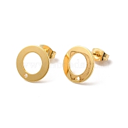 201 Stainless Steel Stud Earring Findings, with 304 Stainless Steel Pin & Hole & Friction Ear Nuts, Donut, Real 24K Gold Plated, 12mm, Hole: 1.2mm, Pin: 0.7mm(STAS-D244-23G)