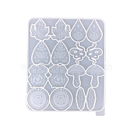 Snake/Mushroom/Crystal DIY Silicone Pendants Molds, Resin Casting Molds, for UV Resin, Epoxy Resin Jewelry Making, Ghost White, 209x175x5mm(PW-WG89253-01)