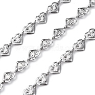 304 Stainless Steel Heart Link Chains, Unwelded, with Spool, Stainless Steel Color, 9.5x6x2mm(CHS-B006-11P)