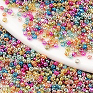 12/0 Plated Glass Seed Beads, Round Hole, Round, Mixed Color, 12/0, 2~2.5x1.5~2mm, Hole: 0.8mm(X-SEED-T005-05A)