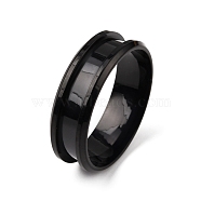 201 Stainless Steel Grooved Finger Ring Settings, Ring Core Blank, for Inlay Ring Jewelry Making, Electrophoresis Black, US Size 14(23mm), Groove: 4.3mm(RJEW-WH0009-03E-EB)