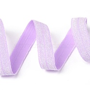 Gold and Silver Sparkle Elastic Side Nylon Ribbon, Webbing Garment Sewing Accessories, Lilac, 5/8 inch(15mm), about 50yards/roll(45.72m/roll)(NWIR-O010-01F)