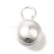 925 Sterling Silver Round Charms, with Jump Rings, Silver, 13x10mm, Hole: 4.5mm(STER-G043-08E-S)