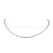 Non-Tarnish 304 Stainless Steel Bar Link Chain Necklaces, Stainless Steel Color, 17-5/8 inch(44.8cm)(NJEW-JN04927-02)