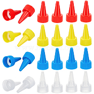 PandaHall Elite 40Pcs 4 Colors Plastic Twist Top Nozzle Cap, for Squeeze Bottle, Cone, Mixed Color, 49x26.5mm, Hole: 2mm, Inner Diameter: 22.5mm, 10pcs/color(AJEW-PH0003-83)