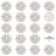 20Pcs 1-Hole Alloy Shank Buttons, with Rhinestone, for Garment Accessories, Silver, 18x10mm, Hole: 2mm(AJEW-FG0003-68)