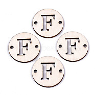 Unfinished Natural Poplar Wood Links Connectors, Laser Cut, Flat Round with Word, Letter.F, 29.5x2.5mm, Hole: 2.5mm(WOOD-S045-140B-01F)