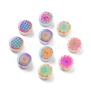 UV Plating Printed Acrylic Beads, Flat Round, Colorful, 12x6mm, Hole: 2mm(OACR-S140-04)