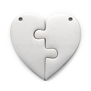 Stainless Steel Split Pendants, for Lovers, Heart with Heart, Stainless Steel Color, 30.5x30x2mm, Hole: 1.6mm(STAS-G251-01P)
