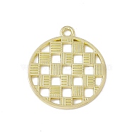 Alloy Pendants, Flat Round with Square Charm, Light Gold, 25x22x1mm, Hole: 2mm(PALLOY-D014-03LG)