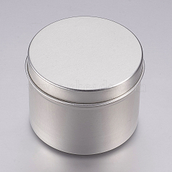 Round Aluminium Tin Cans, Aluminium Jar, Storage Containers for Cosmetic, Candles, Candies, with Slip-on Lid, Platinum, 6x4.75cm, Capacity: 60ml(2.02 fl. oz)(X-CON-L007-03-60ml)