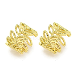 Brass Cuff Earrings, Leaf, for Women, Real 18K Gold Plated, 17x12mm(EJEW-C104-076G)