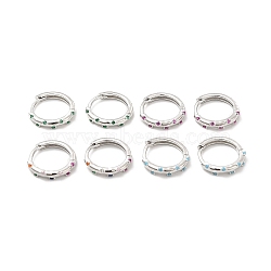 Cubic Zirconia Hoop Earrings, Platinum Brass Jewelry for Women, Cadmium Free & Lead Free, Mixed Color, 13.5x2mm, Pin: 0.7~0.8x0.9~1mm(EJEW-P213-20P)