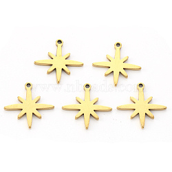 PVD Vacuum Plating 304 Stainless Steel Pendants, Laser Cut, Eight Pointed Star, Real 18K Gold Plated, 15x15x1mm, Hole: 1.2mm(STAS-N092-37G)