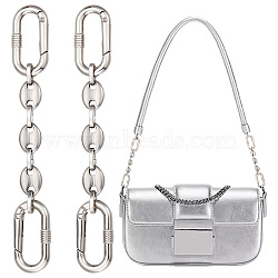 2Pcs 304 Stainless Steel Oval Link Bag Extender Chains, with Zinc Alloy Spring Gate Rings, Platinum & Stainless Steel Color, 12.5cm(AJEW-UN0001-74)