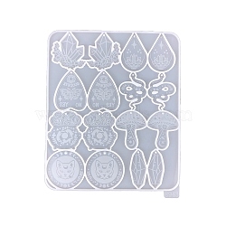 Snake/Mushroom/Crystal DIY Silicone Pendants Molds, Resin Casting Molds, for UV Resin, Epoxy Resin Jewelry Making, Ghost White, 209x175x5mm(PW-WG89253-01)