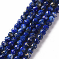 Natural Lapis Lazuli Beads Strands, Round, Faceted, 3mm, Hole: 0.5mm, about 144~146pcs/strand, 15.35 inch(39cm)(X-G-S362-112B)