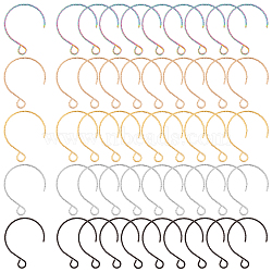 50Pcs 5 Colors 316 Surgical Stainless Steel Earring Hooks, with Horizontal Loops, Mixed Color, 23.5x18mm, Hole: 3x2.6mm, 22 Gauge, Pin: 0.6mm, 10Pcs/color(STAS-DC0011-05)