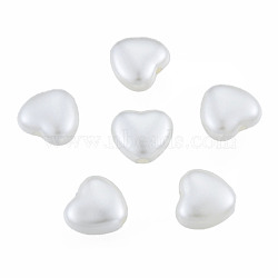 ABS Plastic Imitation Pearl Beads, Heart, WhiteSmoke, 10x11x5.5mm, Hole: 1.8mm(X-OACR-T018-10A)