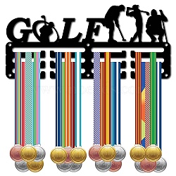 Sports Theme Iron Medal Hanger Holder Display Wall Rack, 3-Line, with Screws, Golf, Sports, 130x290mm(ODIS-WH0055-051)