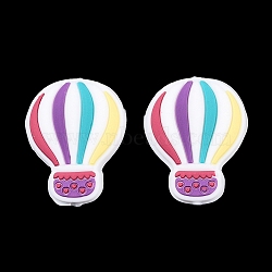 Silicone Beads, Hot Air Balloon, Colorful, 28x22x9.5mm, Hole: 2mm(AJEW-WH0304-20E)