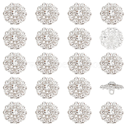 20Pcs 1-Hole Alloy Shank Buttons, with Rhinestone, for Garment Accessories, Silver, 18x10mm, Hole: 2mm(AJEW-FG0003-68)