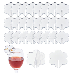 Flower Acrylic Wine Glass Charms Tag, Wine Glass Marker, for Wedding Party Decoration, Silver, 39x39.5x1.5mm(AJEW-WH0248-384C)