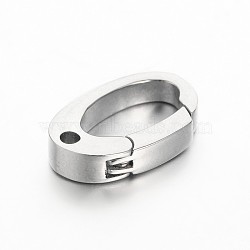 304 Stainless Steel Keychain Clasp Findings, Stainless Steel Color, 15x9.5x3mm, hole: 1.5mm(STAS-M197-02)