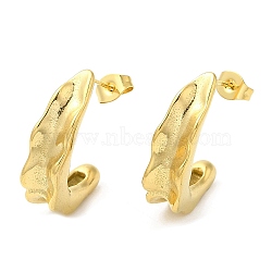 Ion Plating(IP) 304 Stainless Steel Twist Bean Pod Stud Earrings, Real 18K Gold Plated, 24x6.5mm(EJEW-B026-13G)