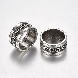 Tibetan Style Alloy Beads, Column, Large Hole Beads, Antique Silver, 18x9mm, Hole: 14mm(PALLOY-G152-13AS)