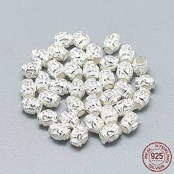 925 Sterling Silver Beads, Barrel, Silver, 5x4mm, Hole: 2mm(X-STER-T002-293S)