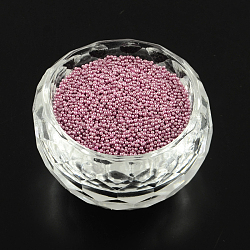 Color Plated DIY 3D Nail Art Decoration Mini Glass Beads, Tiny Caviar Nail Beads, Plum, 0.6~0.8mm(X-MRMJ-R038-E04)