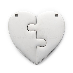 Non-Tarnish Stainless Steel Split Pendants, for Lovers, Heart with Heart, Stainless Steel Color, 30.5x30x2mm, Hole: 1.6mm(STAS-G251-01P)