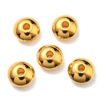 202 Stainless Steel Beads, Disc, Real 24K Gold Plated, 8x4mm, Hole: 1.8mm