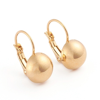 304 Stainless Steel Leverback Earrings, Half Round, Golden, 19x12mm, Half Round: 10mm, Pin: 0.7mm, 12pairs/board