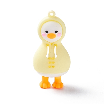 PVC Cartoon Duck Doll Pendants, for Keychains, Champagne Yellow, 61x29x25mm, Hole: 3mm