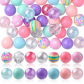 DIY Candy Color Bracelet Necklace Making Kit, Including Acrylic Round & Metal Spacer Beads, End Chain, Clasp, Wire, Light Cyan, Beads: 17.5~20x18~20mm, Hole: 2~3.5mm, 50Pcs/set