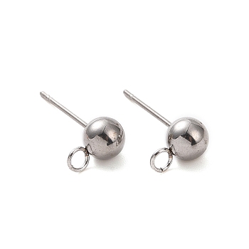 Non-Tarnish 304 Stainless Steel Stud Earring Findings, with Loop, Stainless Steel Color, 17x8x5mm, Hole: 2mm, Pin: 0.7mm