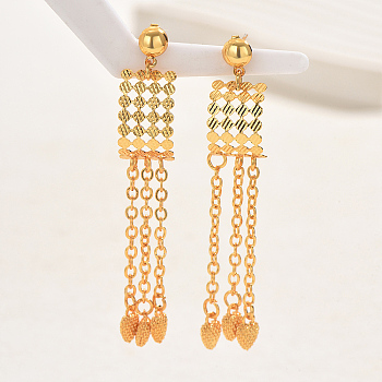 Cable Chain with Heart Tassel Dangle Earrings for Women